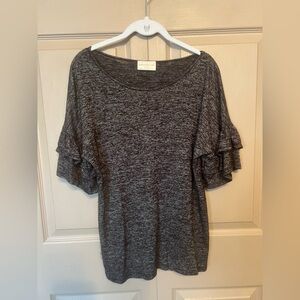 Bobbie Brooks Charcoal Ruffle Sleeve Tee